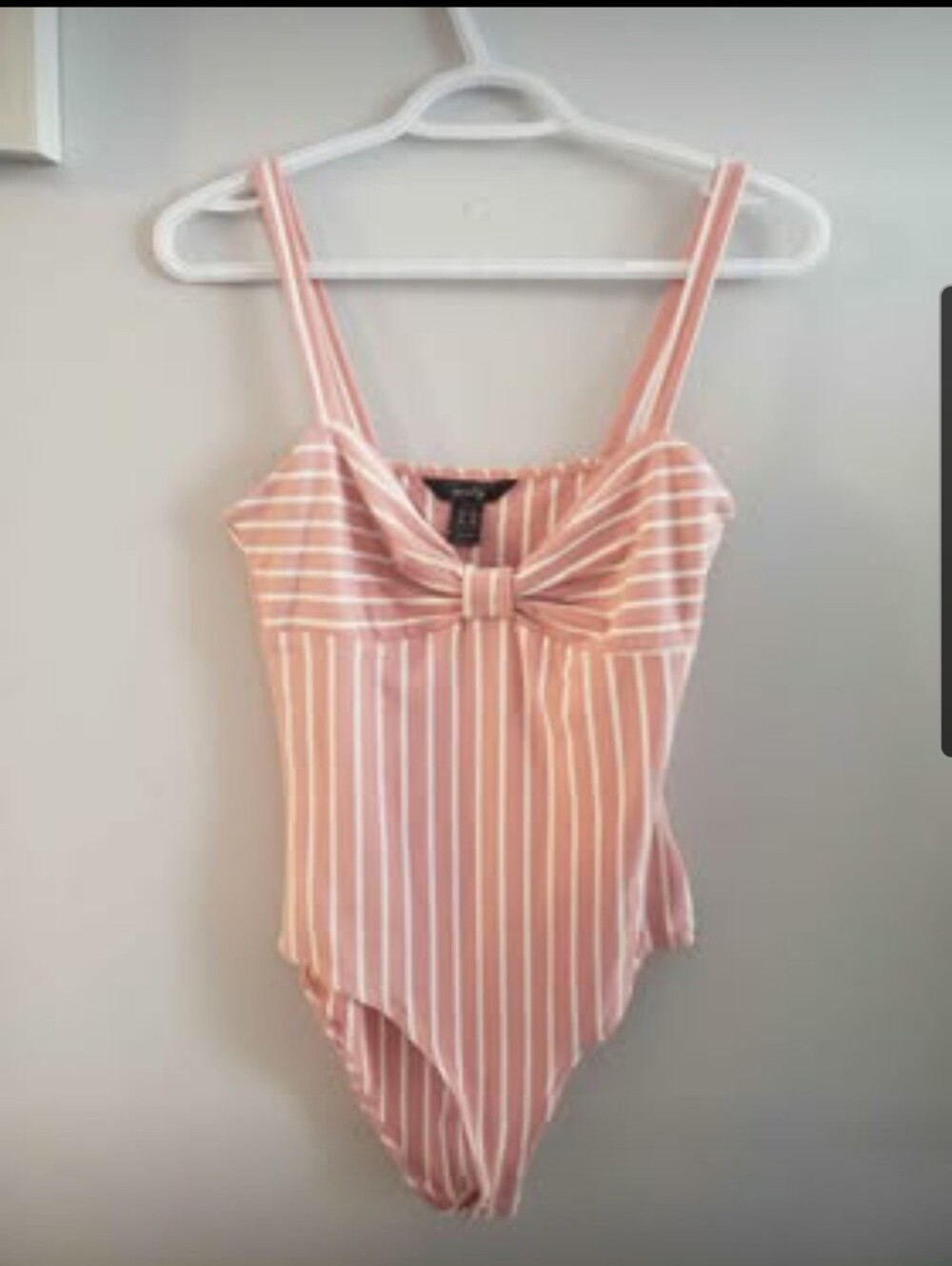 Streetwear Society Pink and White Striped Bow-Front Bodysuit